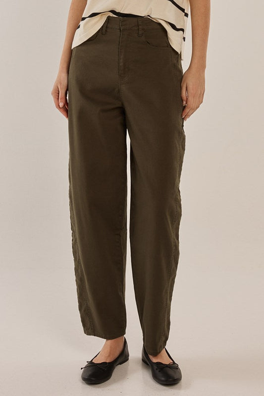 Betty Basics Barrel Leg Chino (Khaki)