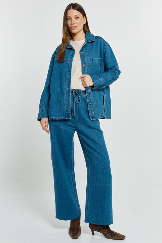 Betty Basics Vespa Denim Shirt (Mid Blue)