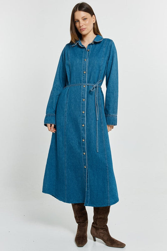 Betty Basics Nico Denim Dress (Mid Blue)