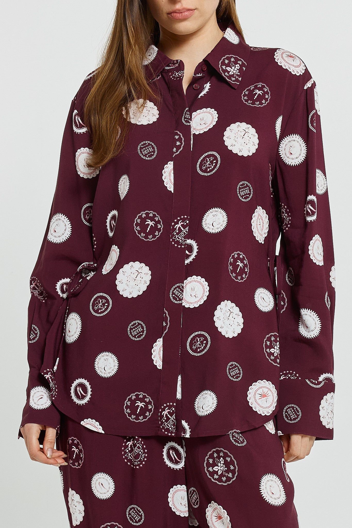 Betty Basics Stamp Tie Shirt (Postage Stamp Print)