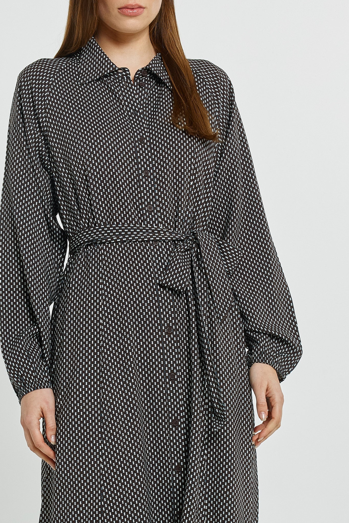 Betty Basics Tessa Shirt Dress (Nutmeg Geo Print)