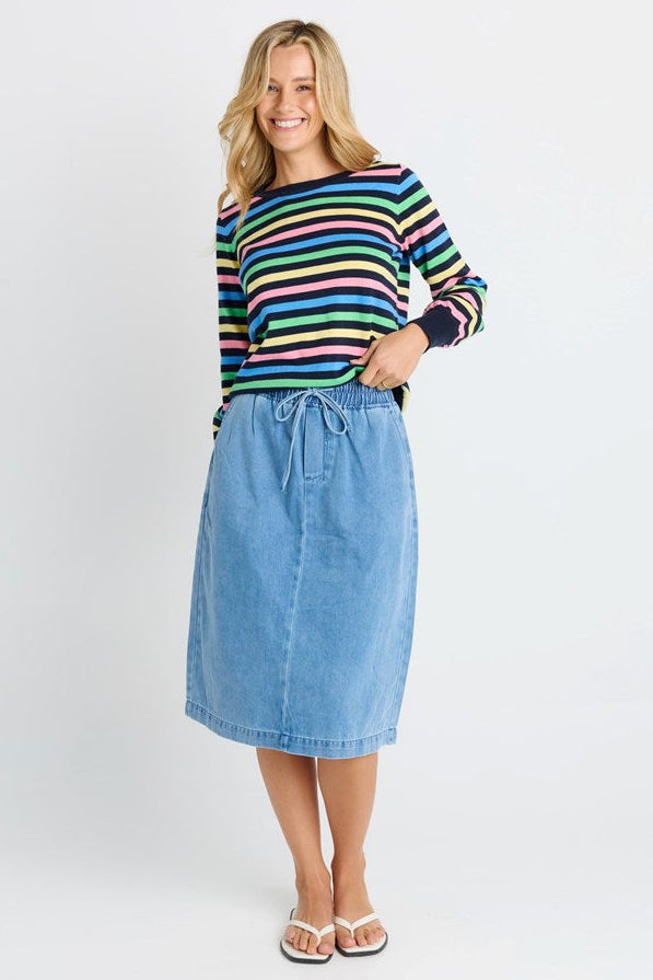 Betty Basics Quinn Cotton Skirt (Blue Medium)