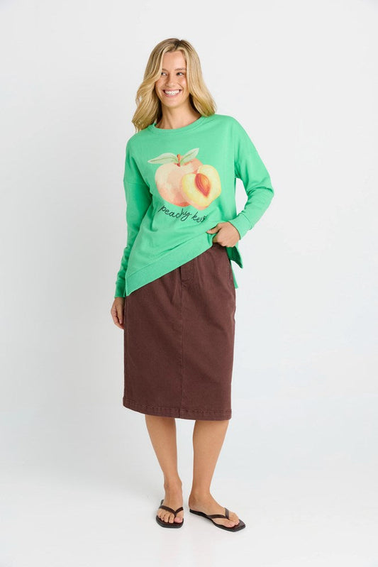Betty Basics Quinn Cotton Skirt (Chocolate)