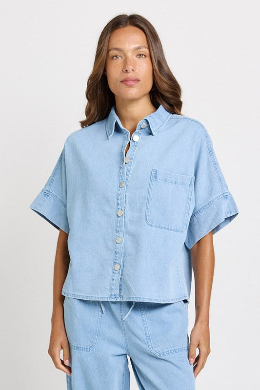 Betty Basics Dawn Denim Shirt (Medium Wash)