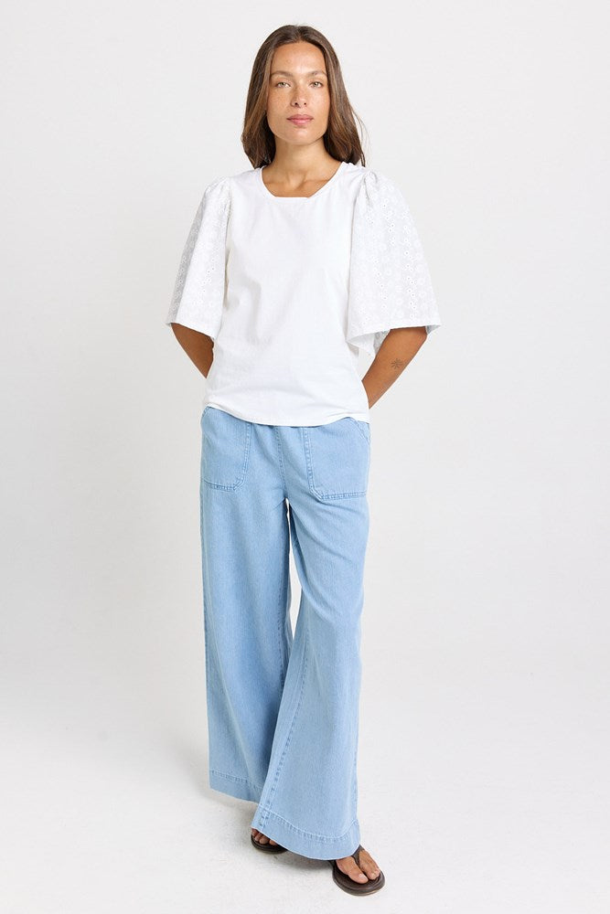 Betty Basics Bianca Broderie T-Shirt (White)