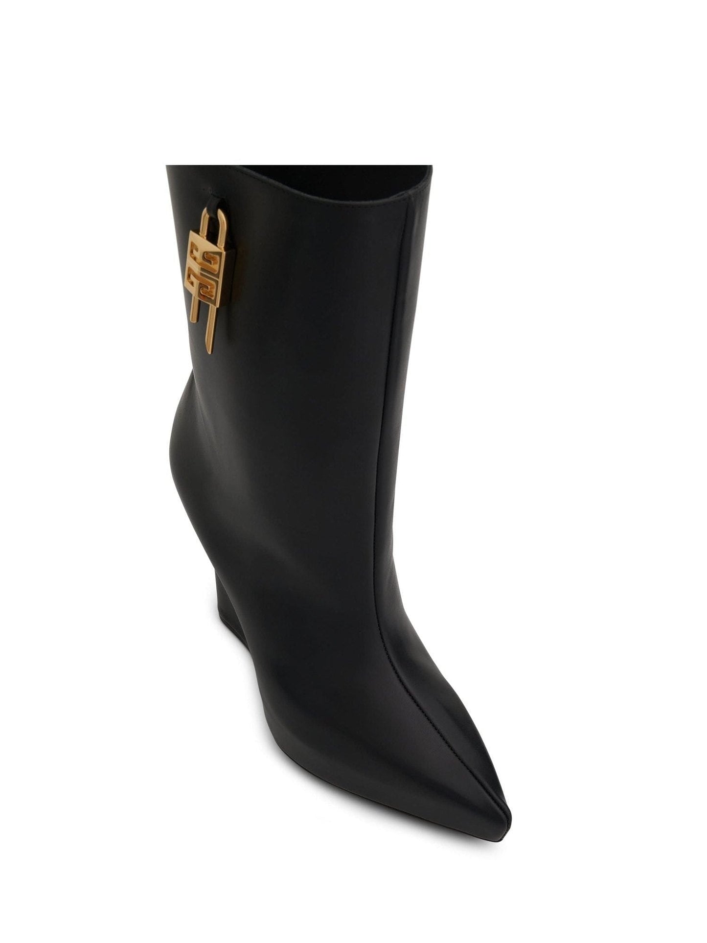 GIVENCHY G Lock Wedge Low Box Leather Boots (Black)