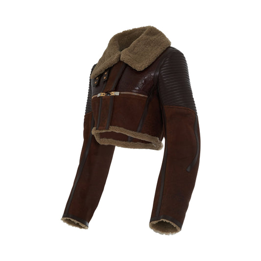 GIVENCHY Shearling Biker Jacket (Beige/Brown)