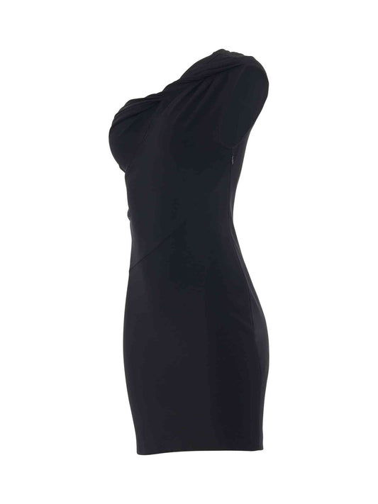 GIVENCHY Asymmetrical Mini Dress (Black)
