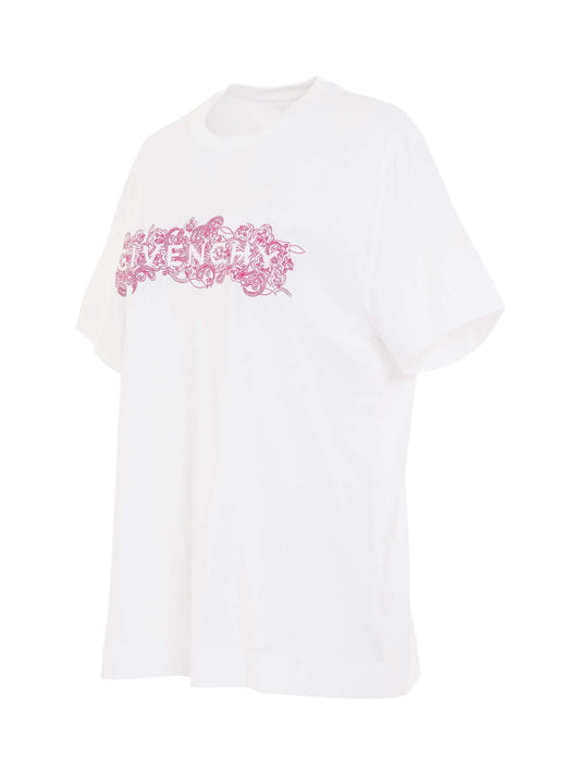 GIVENCHY 4G Embroidered Logo Classic Fit T-Shirt (White)