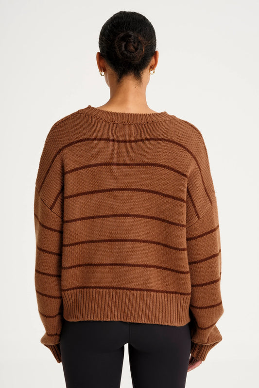 ALLFENIX Stripe Crew Neck Knit (Espresso)
