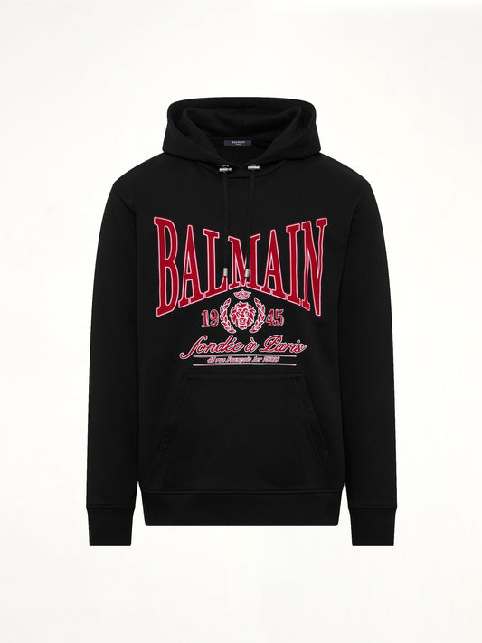 Balmain College Flock Hoodie (Black)