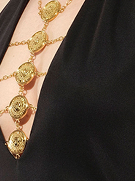 BALMAIN V Neck Jersey Dress (Black)