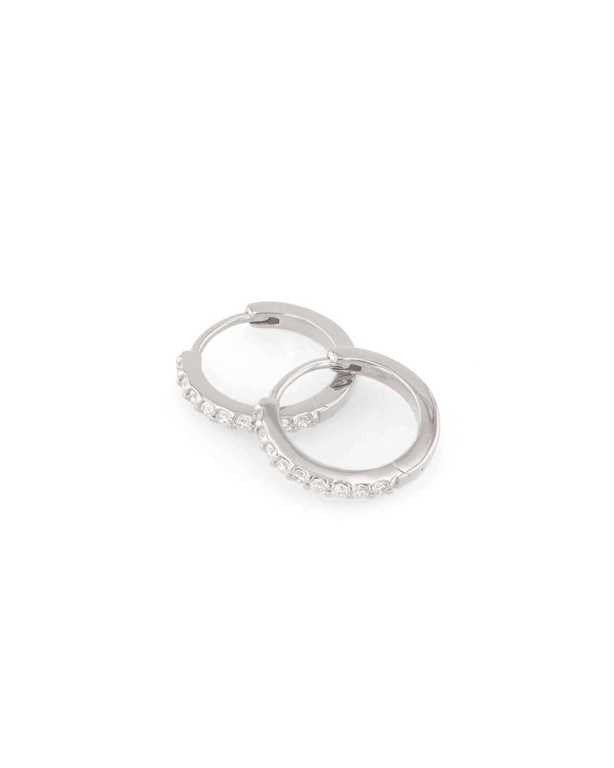 LAVANA Barcelona Silver Diamond Huggie Earrings