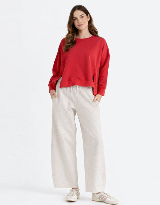 Betty Basics Barrel Leg Sweatpant (Grey Marle)