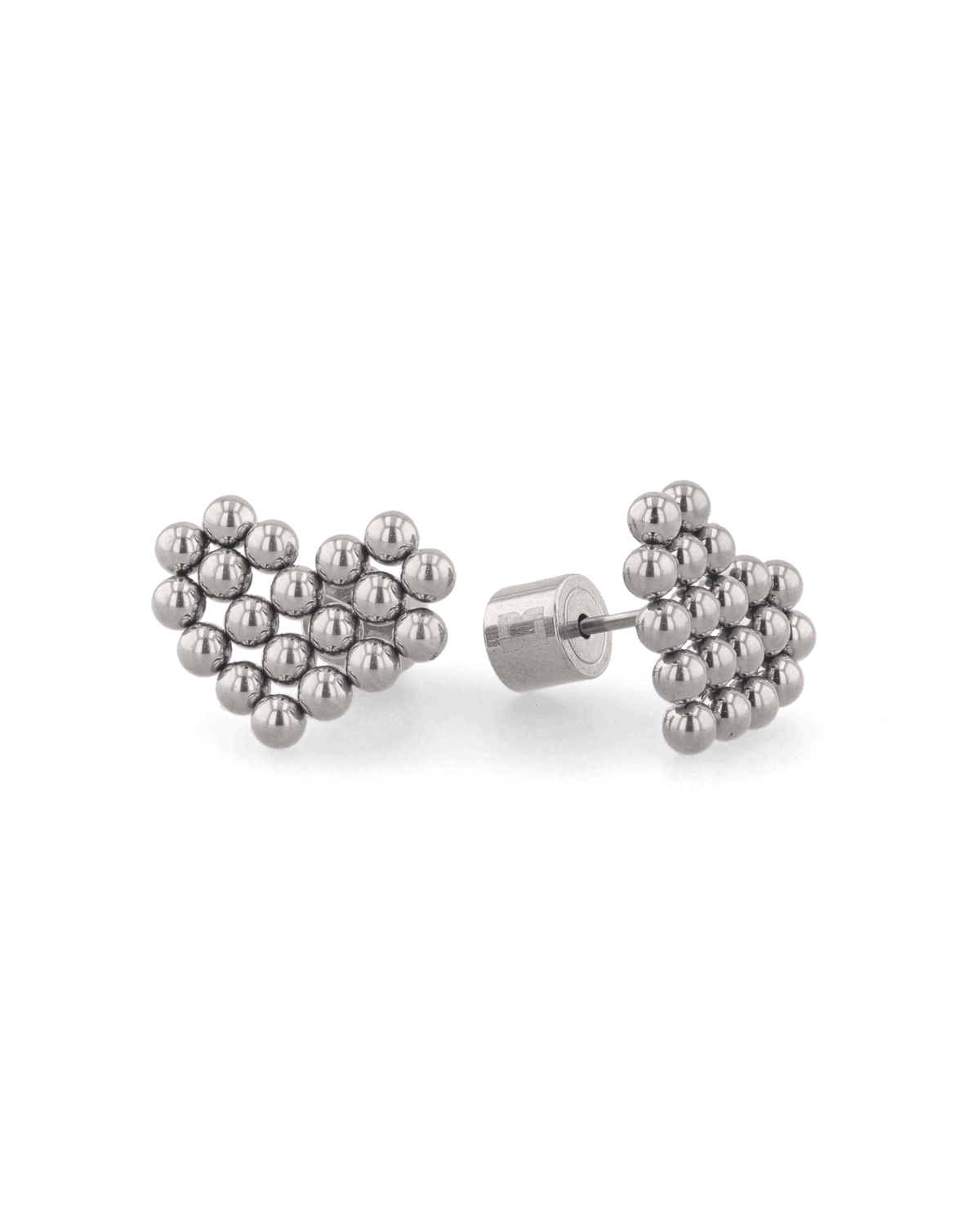 LAVANA Beaded Heart Silver Stud Earrings