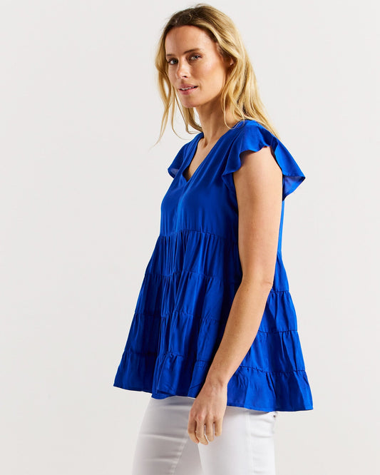Betty Basics Danica Frill Top (Cobalt Blue)