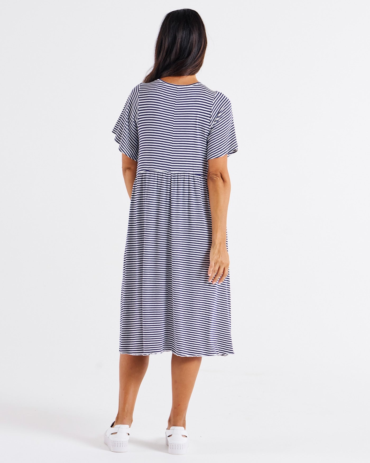 Betty Basics Donna Dress (Navy Blue/White Stripe)