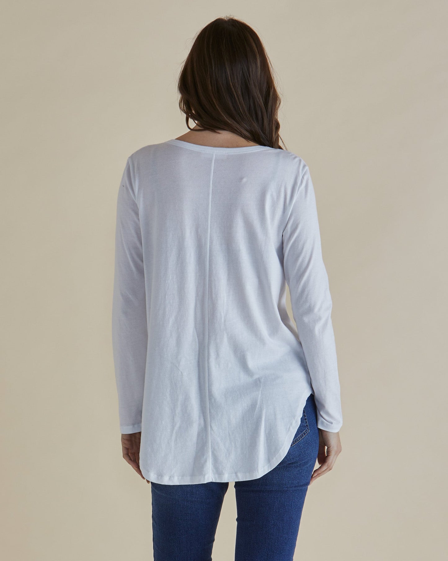 Betty Basics Megan Long Sleeve Top (White)