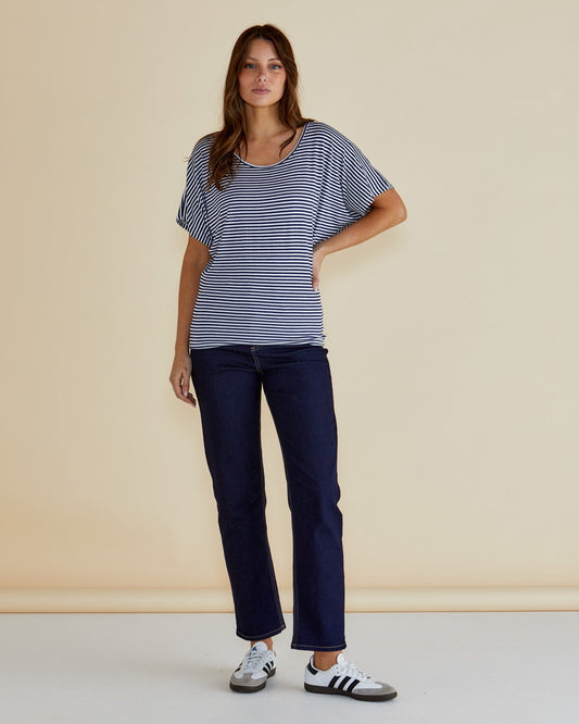 Betty Basics Maui Tee (Navy Blue/White Stripe)