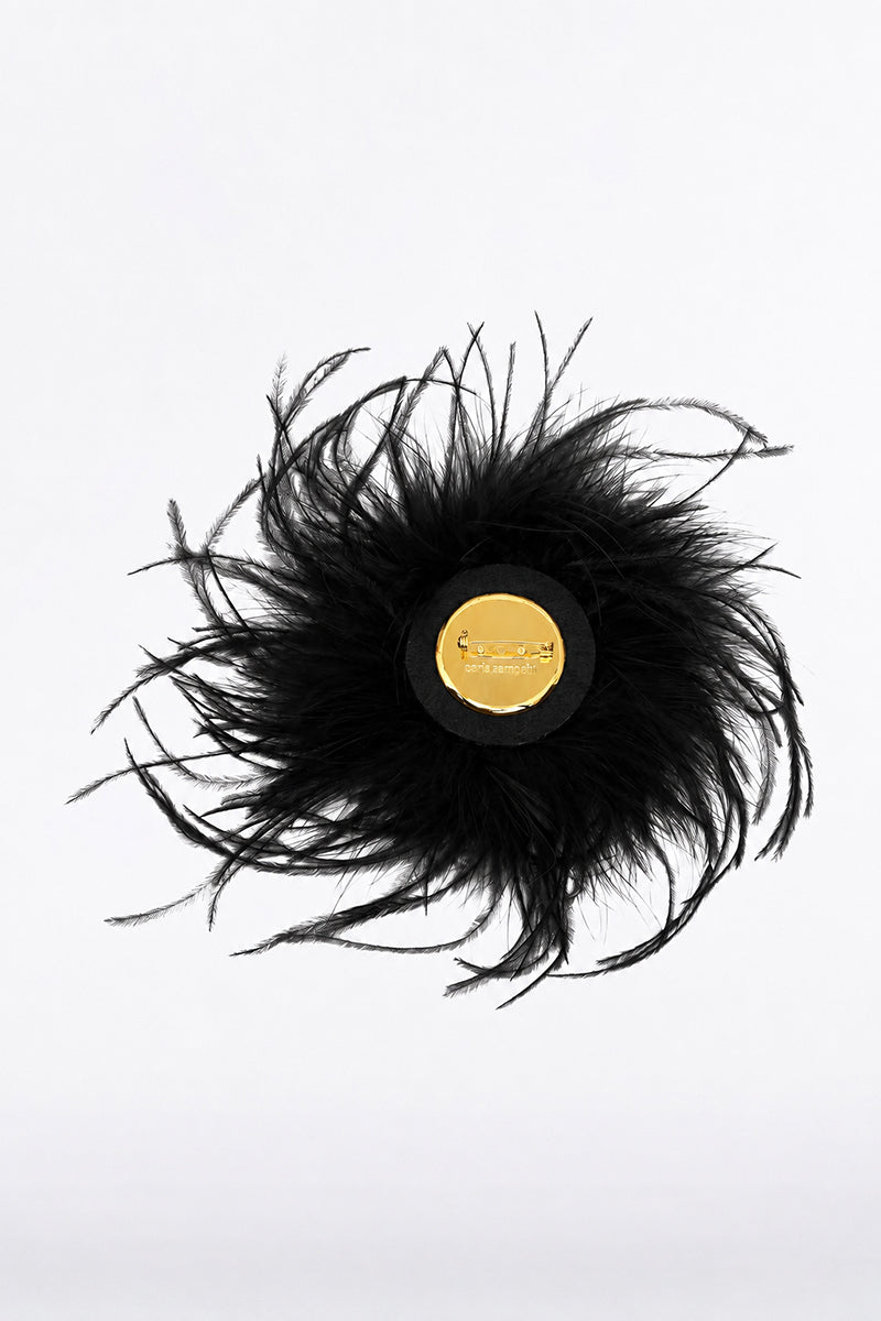 Carla Zampatti Feather Brooch (Black)