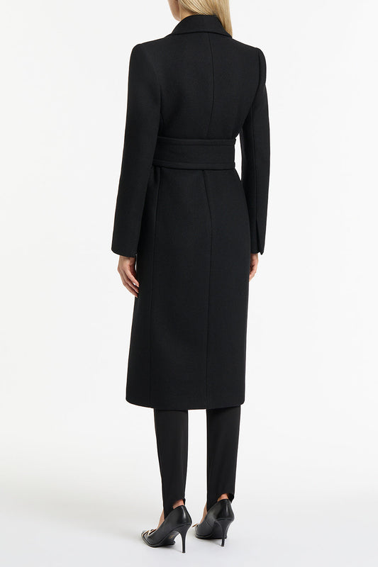 Carla Zampatti Italian Wool Belted Coat (Black)