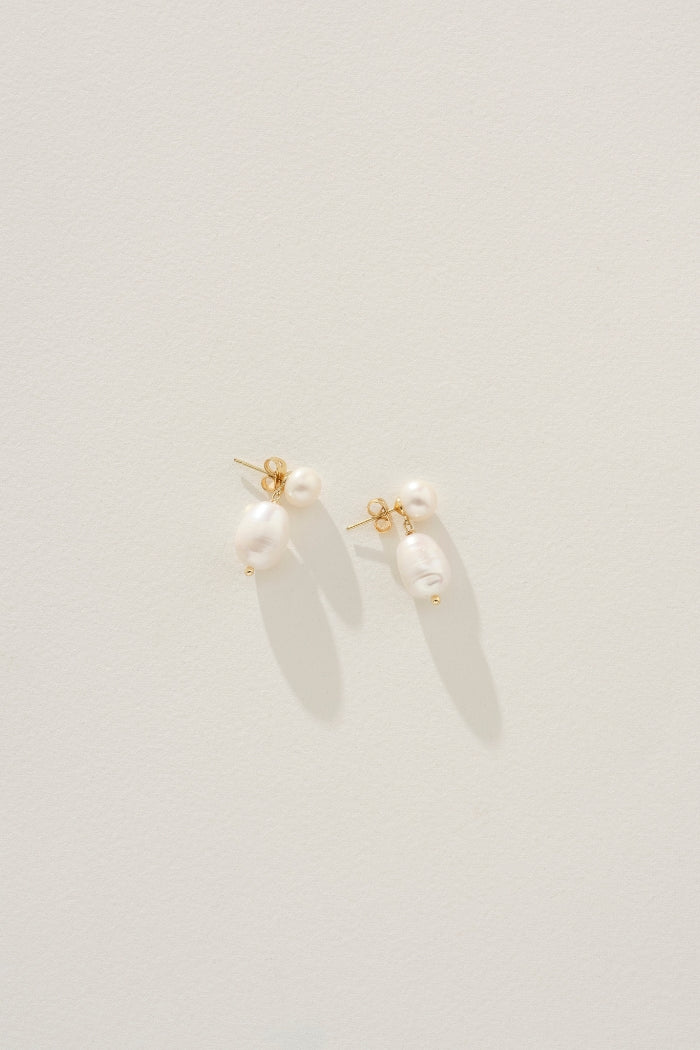 Image of Earrings. Product name - Gennie Pearl Earrings in Pearl colour by brand - Reliquia Jewellery