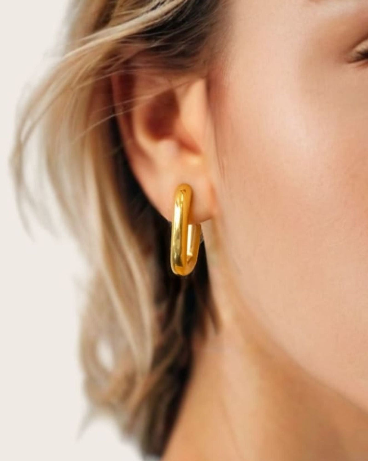 LAVANA Block Rectangle Gold Hoop Earrings