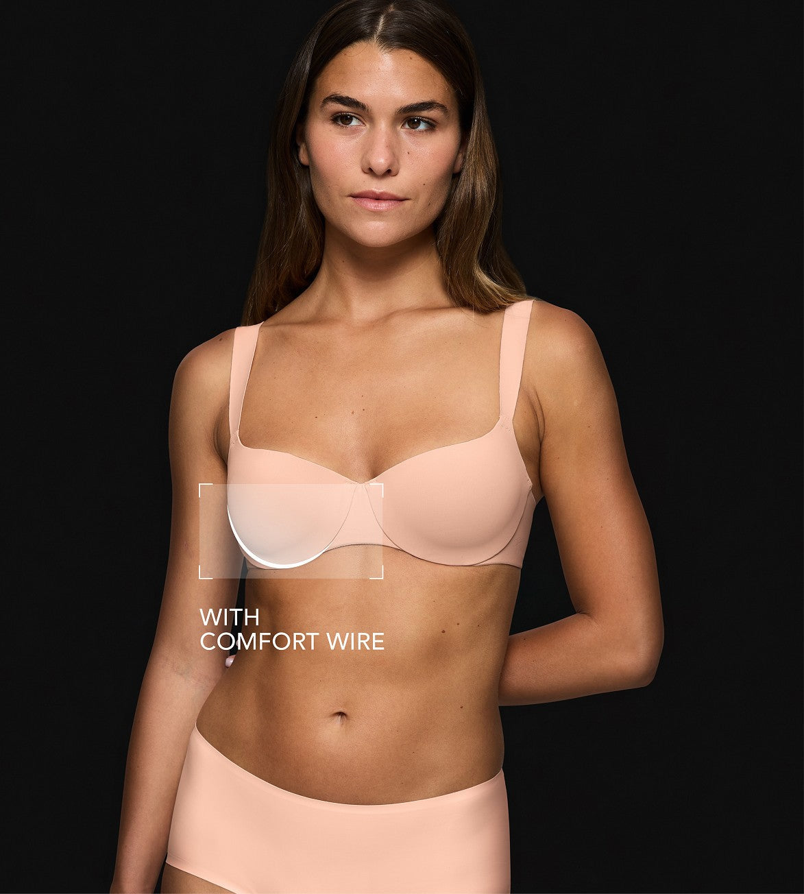 Image of Bras. Productname: Triumph Body Make Up Illusion Smooth Balconette Bra in Powder Blush colour by brand - Triumph