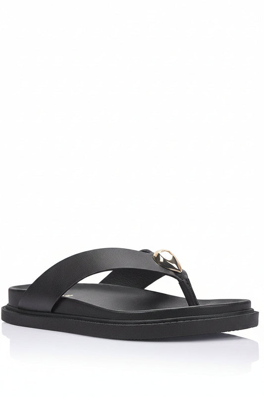 Betty Basics Bri Footbed Thongs (Black)