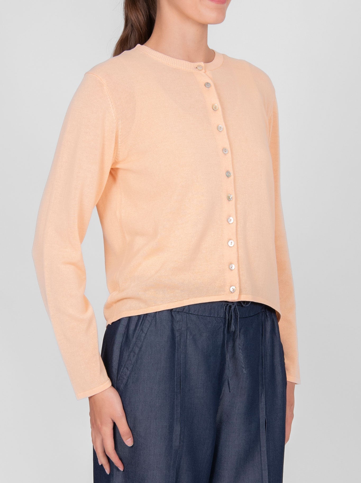 BRIDGE & LORD CURVED HEM CARDI (Peach)