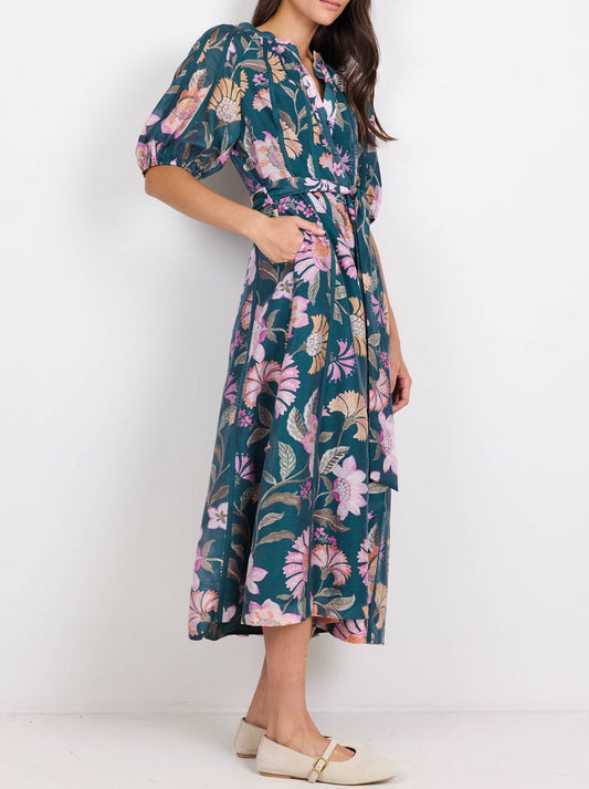 By Rosa Intuition Puff Sleeve Maxi Dress (Petrol)