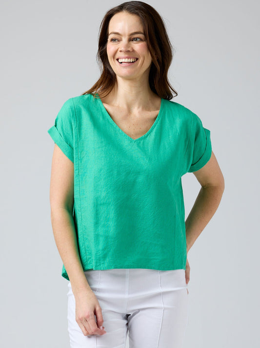CAKE TALIA LINEN TOP (Green)