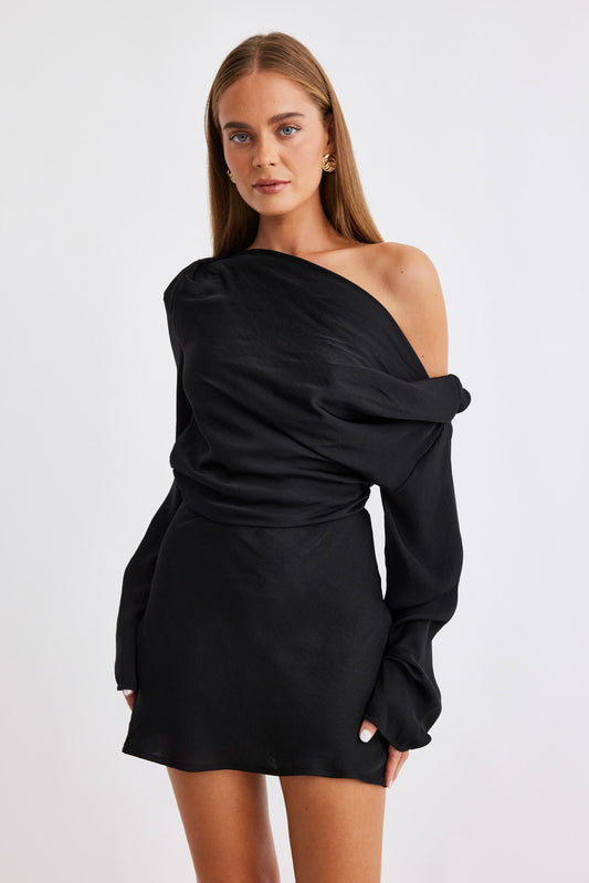 SNDYS CALISSA LONG SLEEVE MINI DRESS (Black)