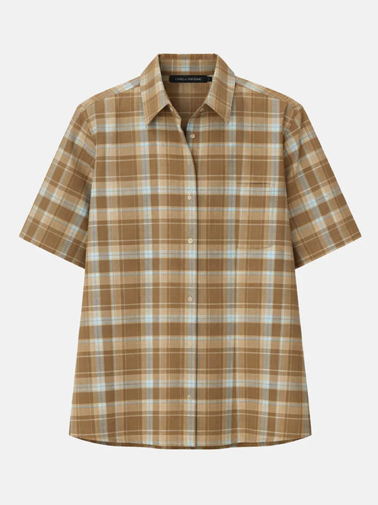 CAMILLA AND MARC ARIAN SHORT SLEEVE CHECK SHIRT (Chocolate)