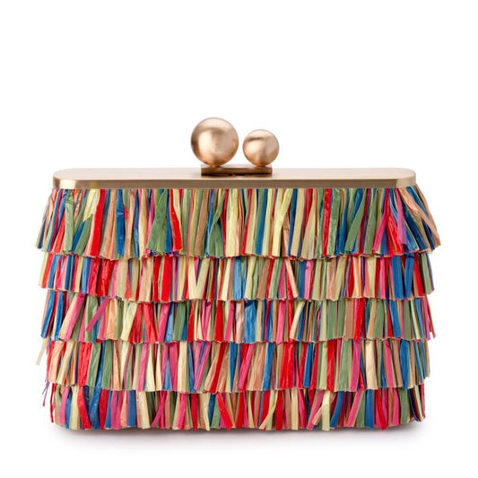 Olga Berg CARLITA Carnivale Fringe Clutch Bag (Multi)