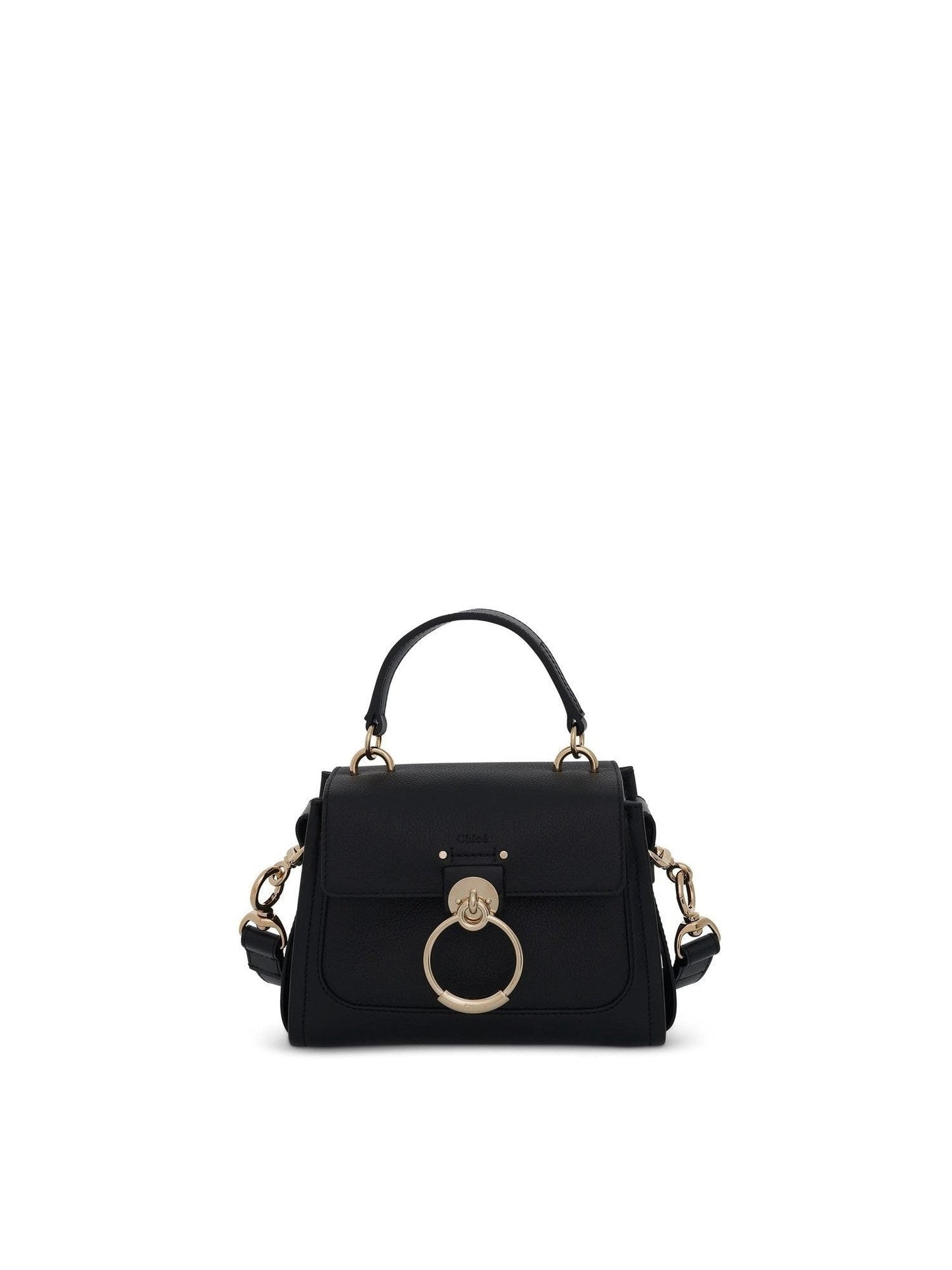 Image of Bags. Productname: CHLOE Mini Tess Day Bag in Grained & Shiny Calfskin in Black colour by brand - CHLOE