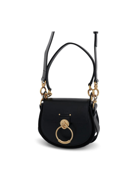 CHLOE Small Tess Bag (Shiny & Suede Calfskin in Black)
