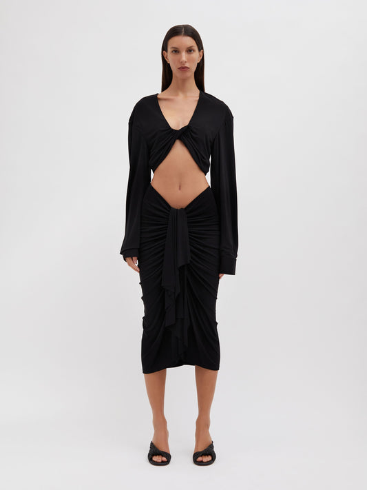Christopher Esber Vivenda Drape Long Sleeve Top (Black)