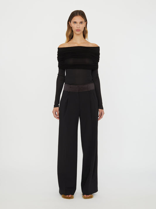 Christopher Esber Sonora Veiled Long Sleeve Top (Black)