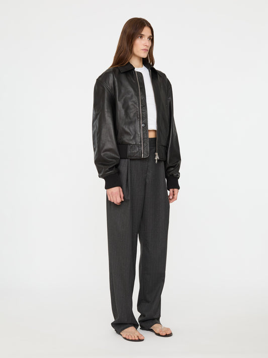 Christopher Esber Leather Flight Bomber (Black)