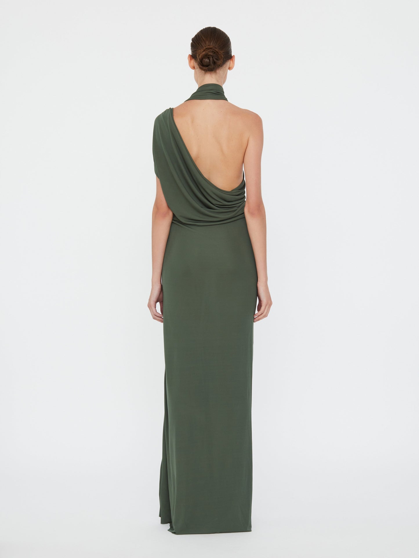 Christopher Esber Bezel Quartz Halter Dress (Green)