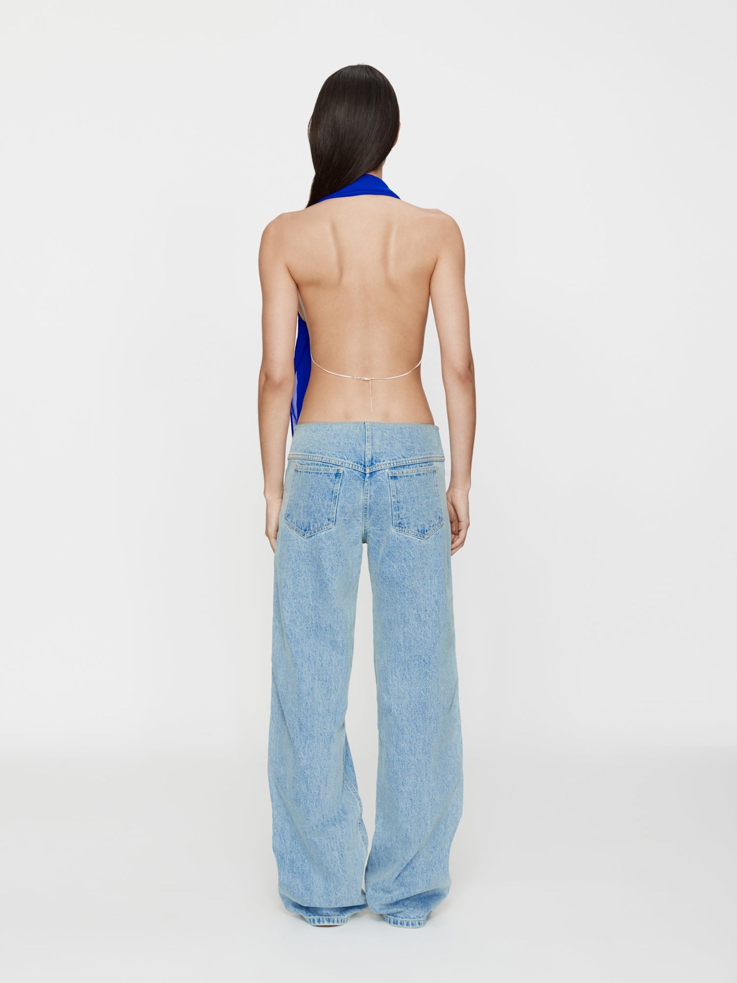 Christopher Esber Silk Scarf Chain Bra Top (Blue)