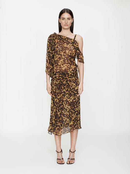 CHRISTOPHER ESBER Cord Trimmed Silk Ruche Skirt (Tortoiseshell)