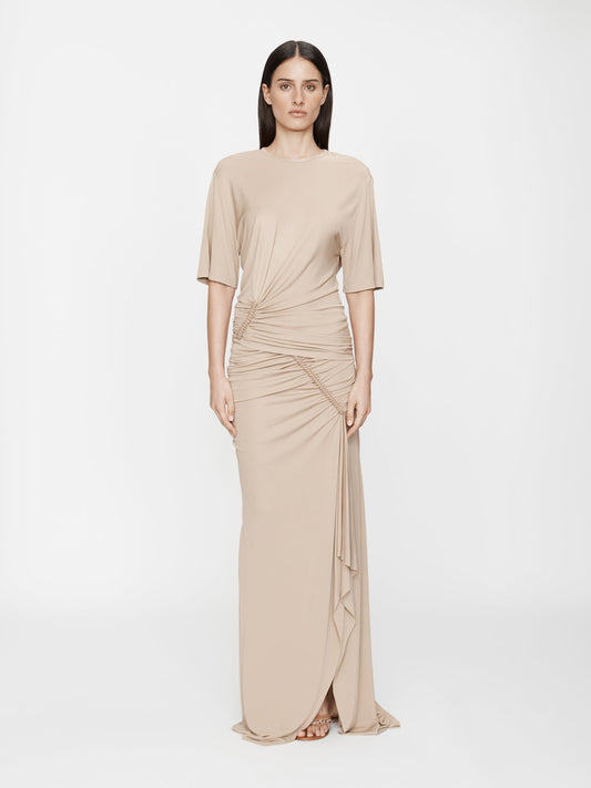 CHRISTOPHER ESBER Shibari Jersey Ruche Skirt (Sand)