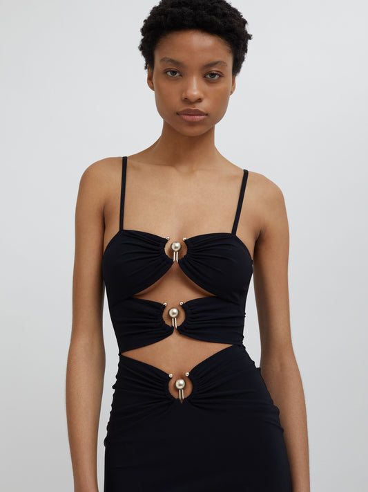 Christopher Esber Pierced Orbit Column Dress (Black)