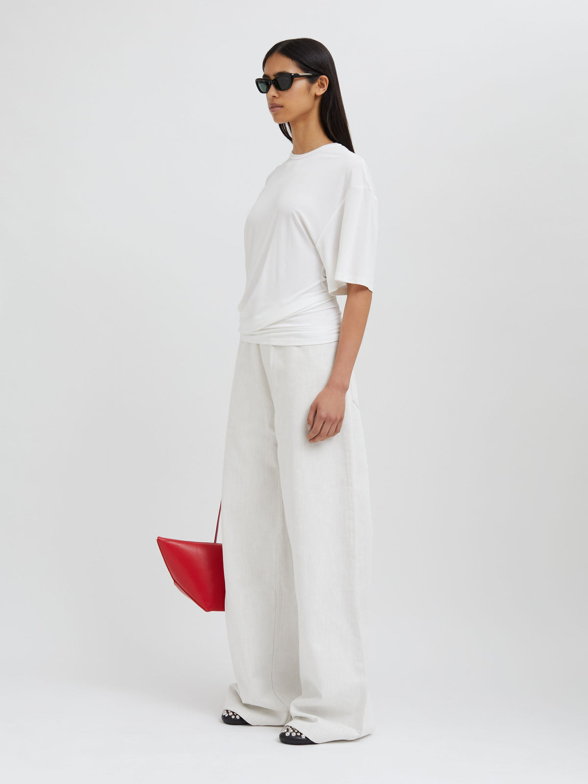 Christopher Esber Side Cowl Waist Tee (Milk)