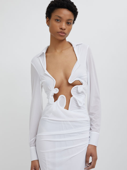 Christopher Esber Venus Plunge Shirt Dress (White)