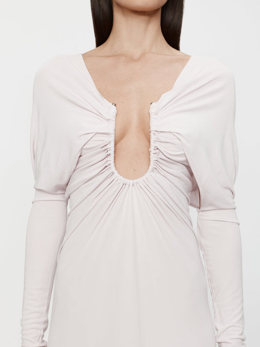 Christopher Esber Arced Palm Strapless Shawl Gown (Pink)