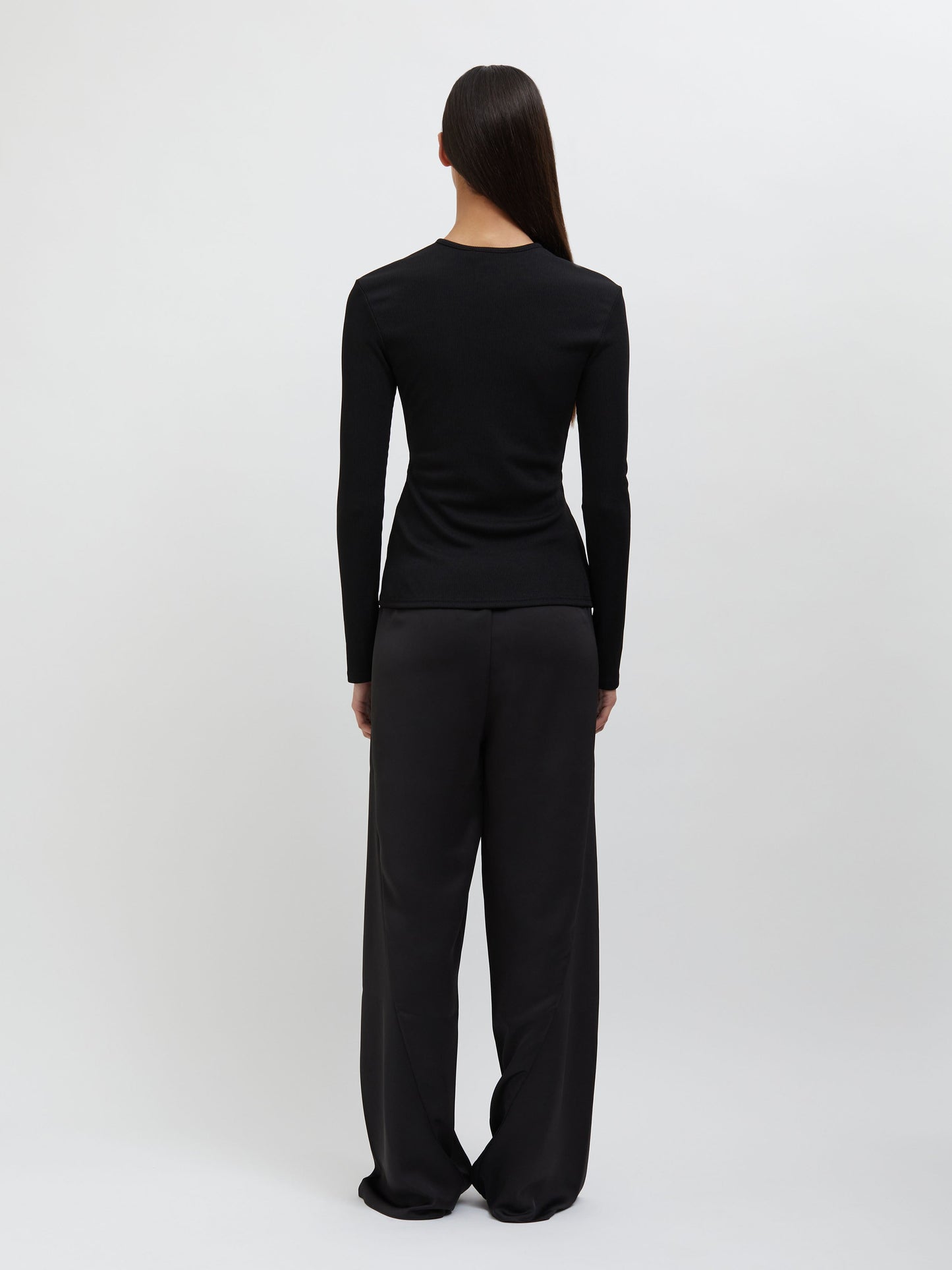 Christopher Esber Orbit Ruched Long Sleeve Top (Black)