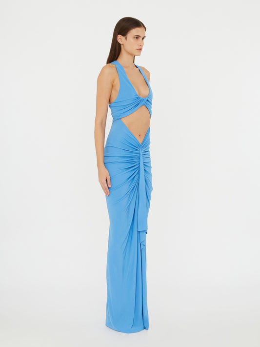 Christopher Esber Vivenda Drape Front Dress (Blue)